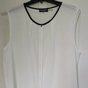 Karl Lagerfeld White Sleeveless Blouse, XL